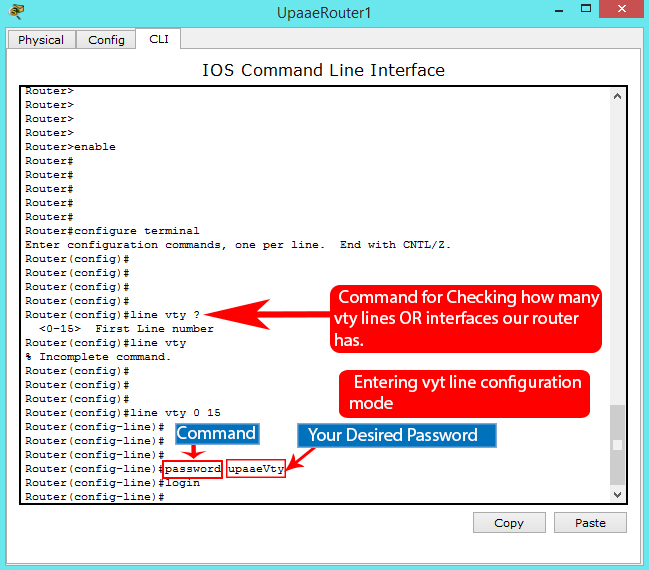 enable password for line vty cisco
