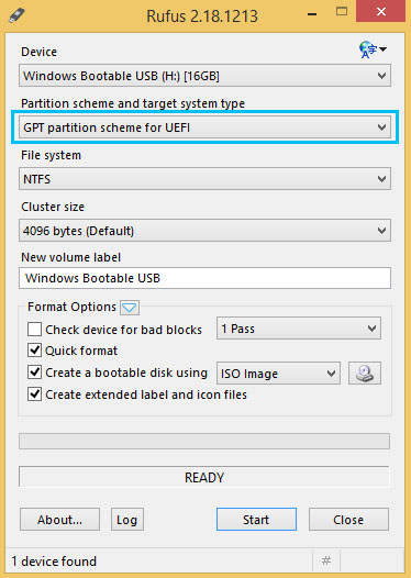 Create windows 10 bootable usb with UEFI boot support using Rufus2
