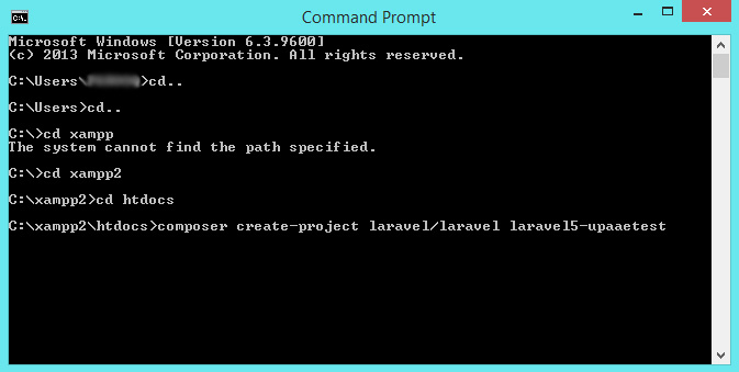 install laravel on xampp command