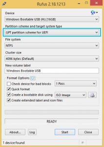 Create windows 10 bootable usb with UEFI boot support using Rufus2