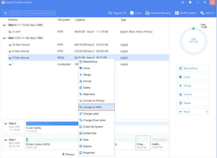 changing file system without formatting