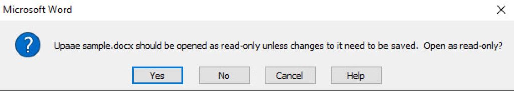 How to prompt user to open word document in read only mode.