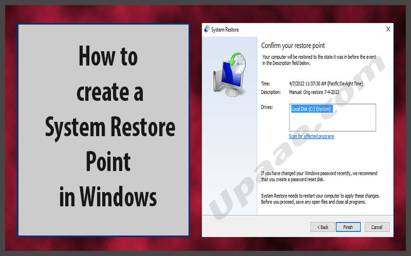 how to create system restore point in windows