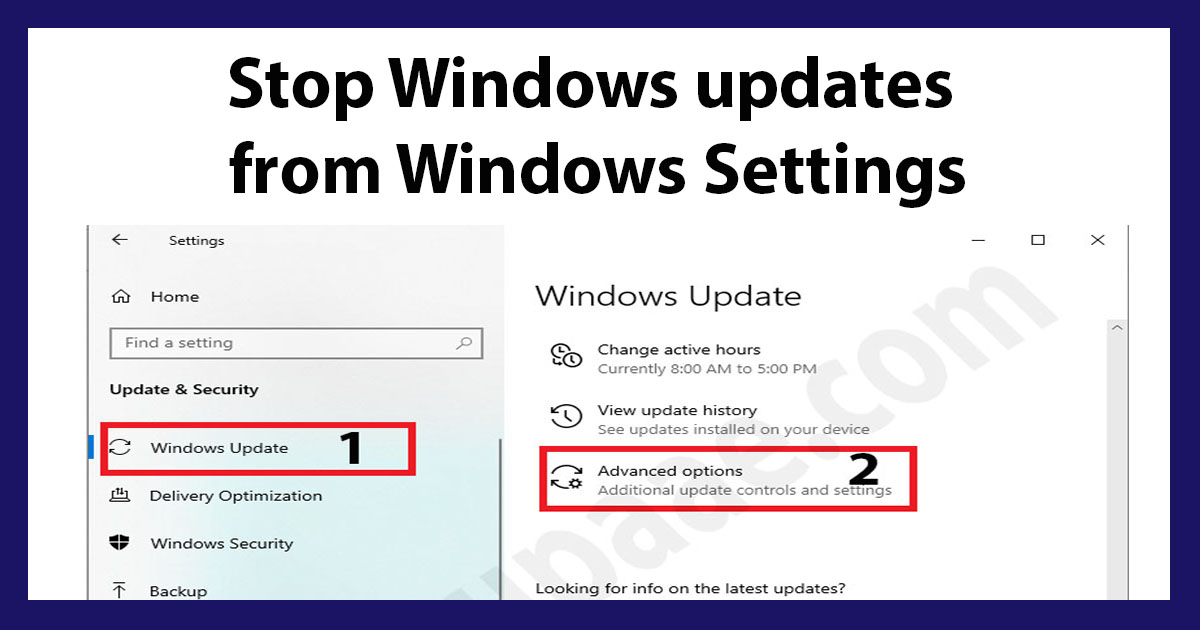 How to Stop windows updates from windows settings