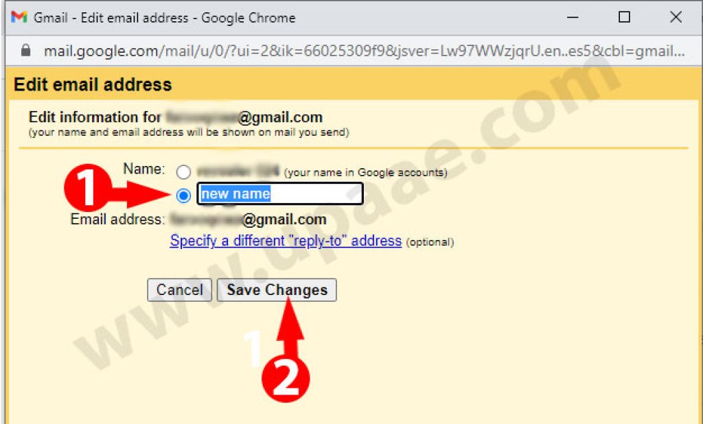 change your gmail account display name