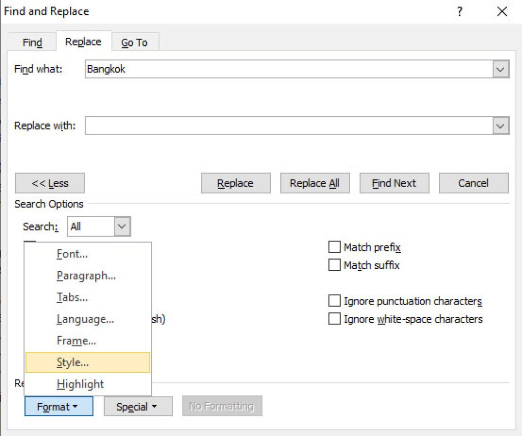 find hyperlinks in word with find and replace2