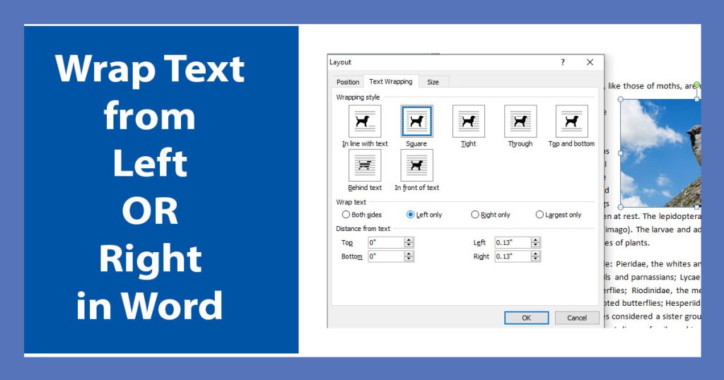 How to wrap text in word from one side UPaae