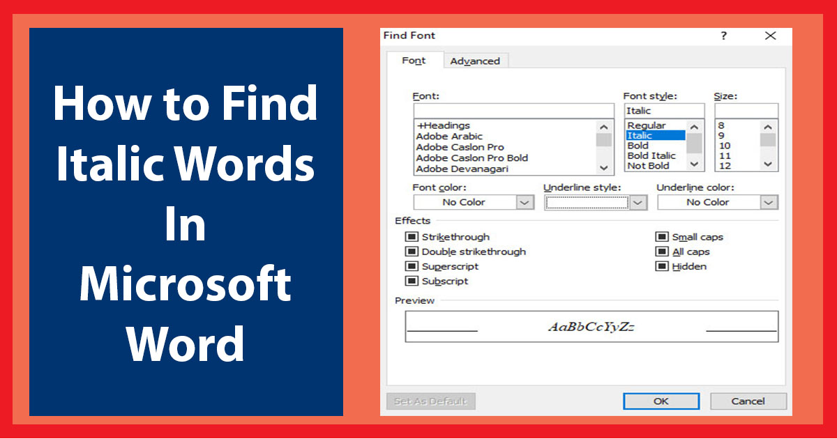 How To Find Italicized Text Or Words In Ms Word