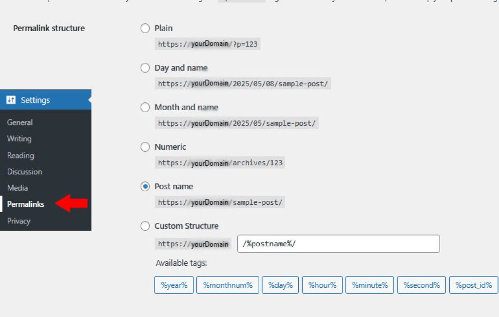best permalinks settings for SEO